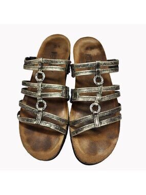 Naot Womens 8 / 39 Metallic Strappy Leather Sandals Rhinestone rings